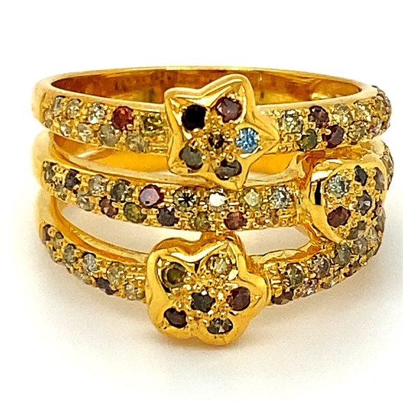 Fancy Diamonds 1.80ct Solid 14K Stackable Ring - Picture 7 of 7